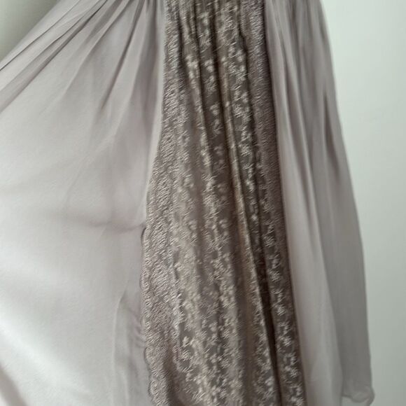 Anthropologie Lil 100% Silk Lace Midi Dress Size 2 Taupe Cocktail Style Y2K - Picture 4 of 9